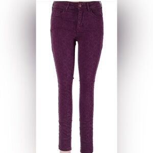 Pilcro and the Letterpress Script Pants Women's 26 Purple Textured Stretch Slim
